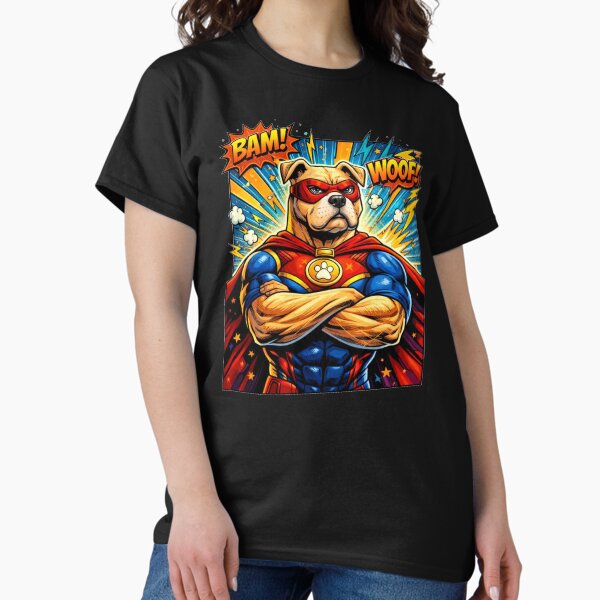 Superhero Dog Comic “BAM! WOOF!” T-Shirt