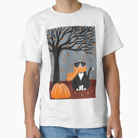 Autumn Tuxedo Cat T-Shirt