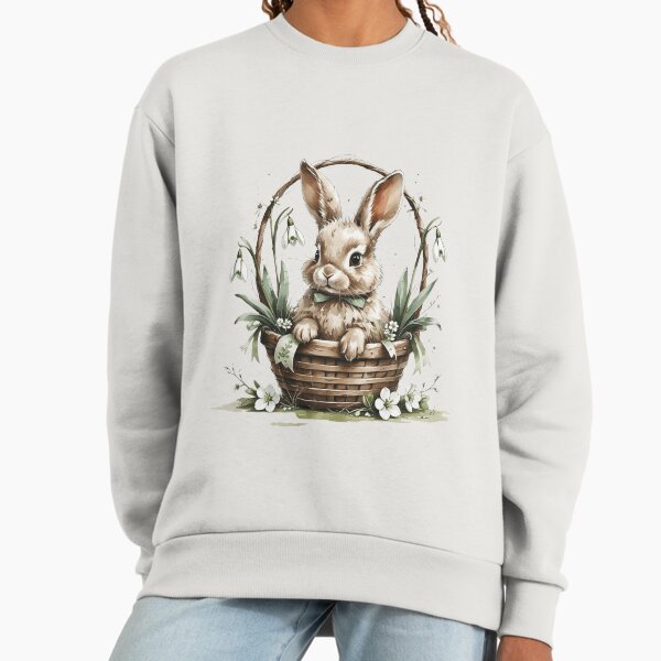 Cute Woodland Bunny Basket Snowdrop Sweatshirt