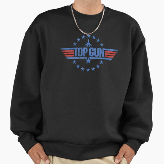 Top Gun Classic Vintage Blue & Red Movie Stars Logo Sweatshirt