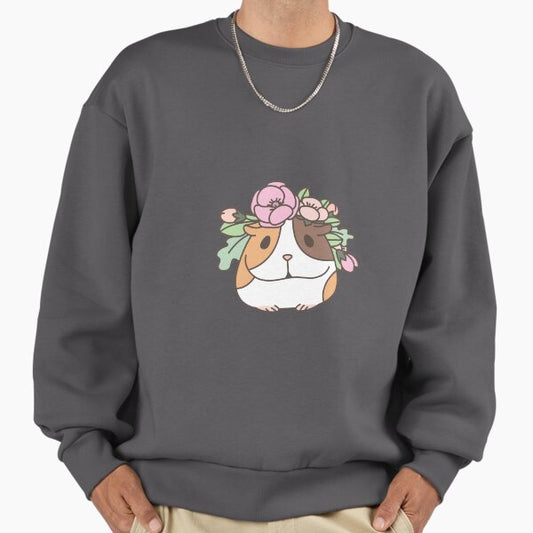 Flowers and Guinea pig pattern, spring floral Pattern Sweatshirt