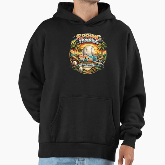 Spring Training 2026 Retro Baseball Design Palm Cactus Hoodie