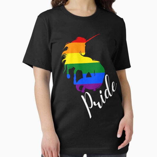 LGBTQ Pride, Unicorn in Rainbow Flag Colors T-Shirt