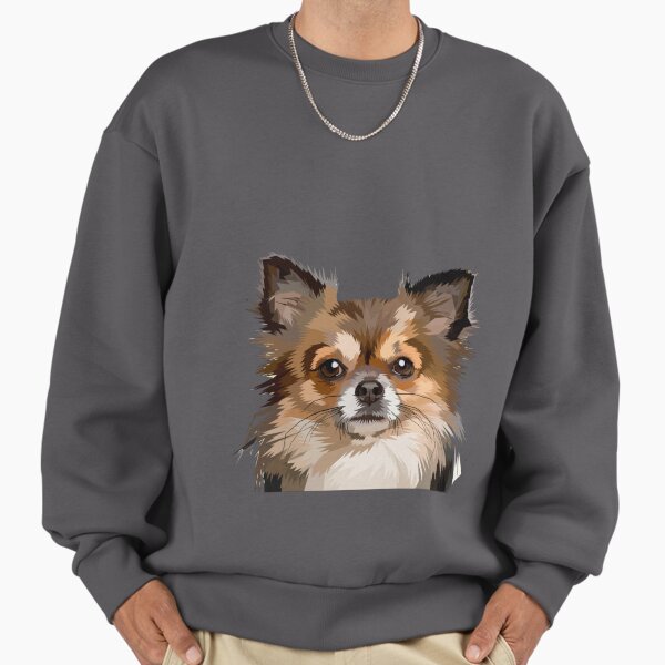 Long haired Chihuahua Brown Head Face Sweatshirt