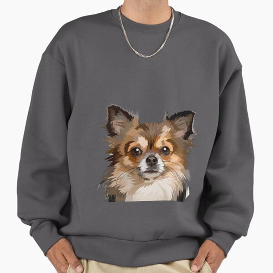 Long haired Chihuahua Brown Head Face Sweatshirt