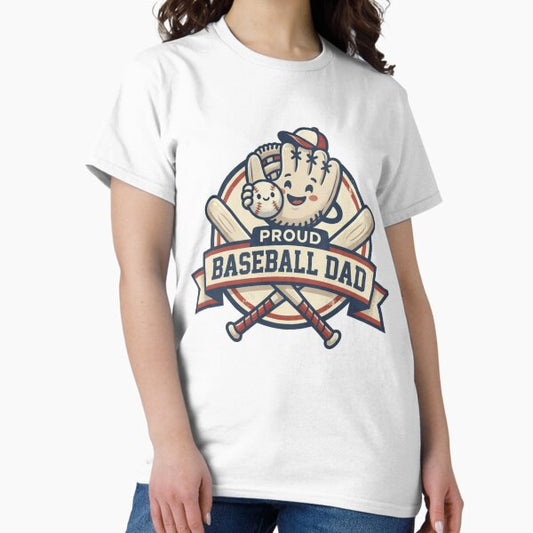 Proud Baseball Dad Cute Vintage Sports Design T-Shirt