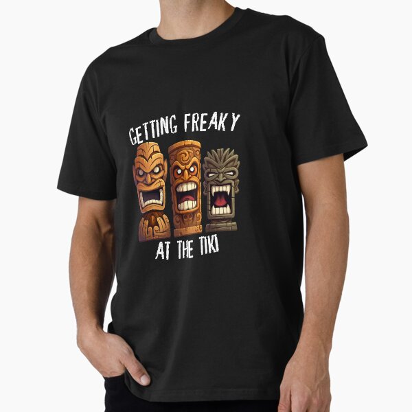 Three Tiki Statues - Getting Freaky At The Tiki (White Lettering) Premium T-Shirt