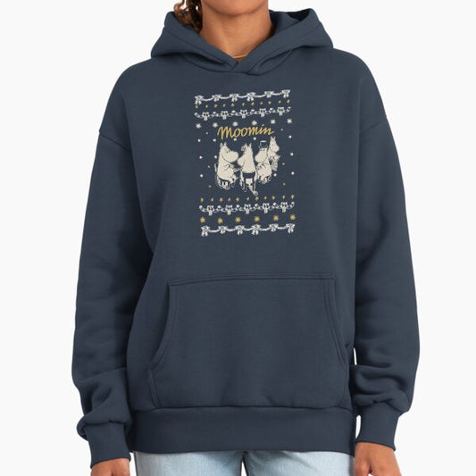 Moomin Festive Pattern Moomintroll Snorkmaiden & Co Hoodie