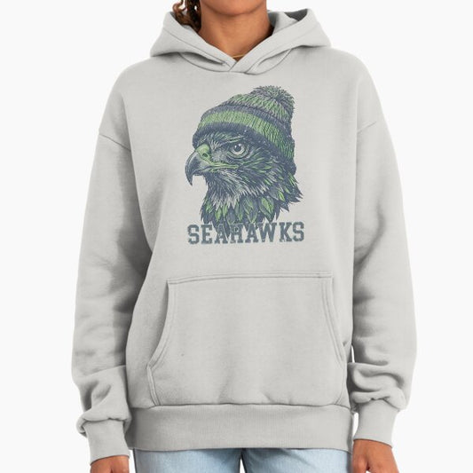 Seattle'S Fierce Hawk Beanie Style Hoodie