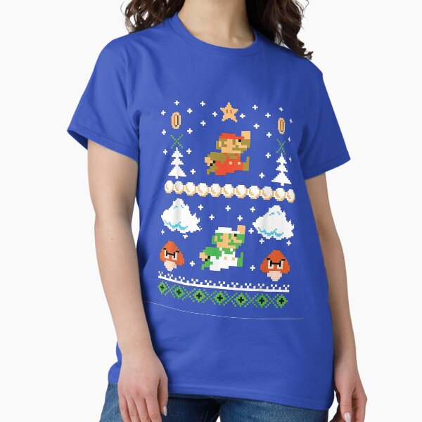 Super Jump Mushroom Ugly Sweater Game Hero Christmas Trek T-Shirt