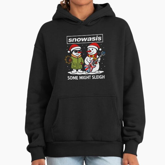 Funny Oasis Snowasis Some Might Sleigh Parody Christmas Jumper Design for Music Fans Hoodie