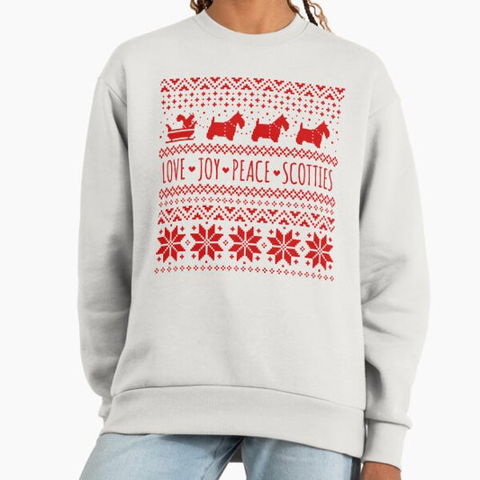 Scottish Terrier Silhouettes Christmas Pattern | Scottie Dogs Holiday Sweatshirt