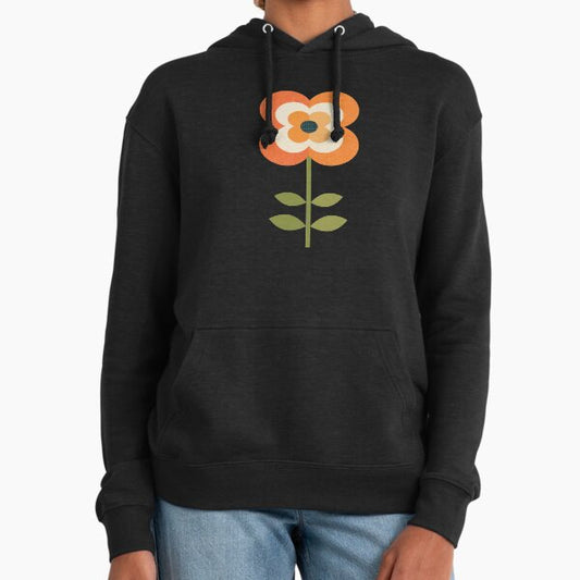 Retro Flower - Orange and Charcoal Hoodie