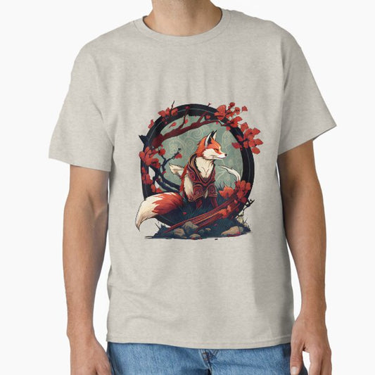Mystical Japanese Red Fox Artwork T-Shirt