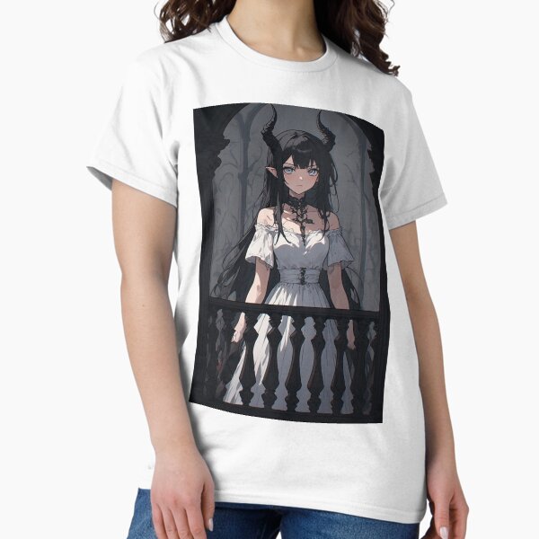Gothic anime demon girl and balcony T-Shirt