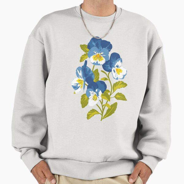 Blue Pansy Pattern Sweatshirt