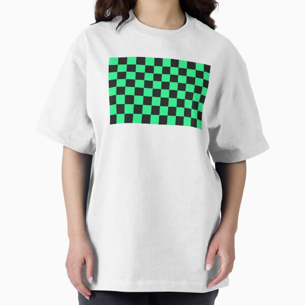 Fluorescent green checkerboard pattern on a black background. T-Shirt
