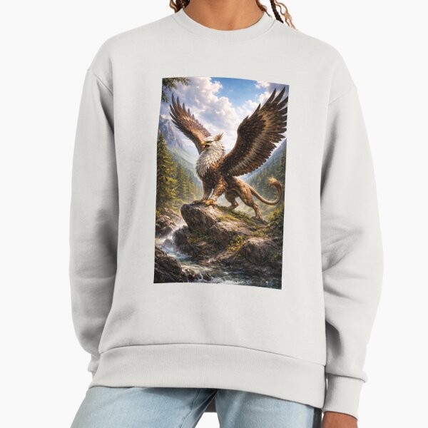 Majestic Gryphon Guardian of the Mountain Forest – Mythical Fantasy Creature Art Sweatshirt