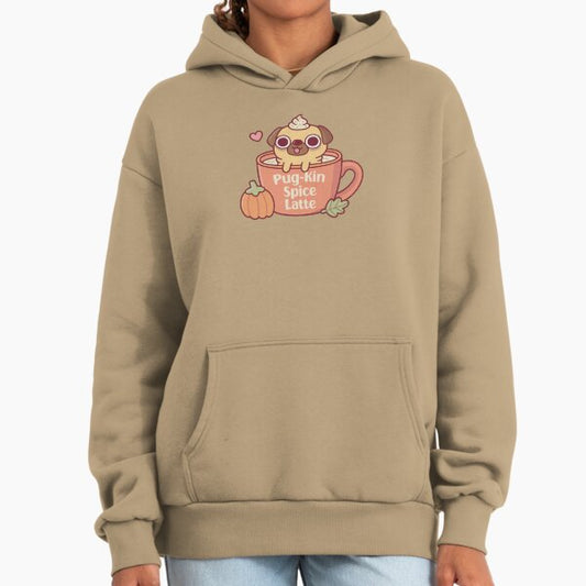 Cute Pug Pugkin Pumpkin Spice Latte Funny Hoodie