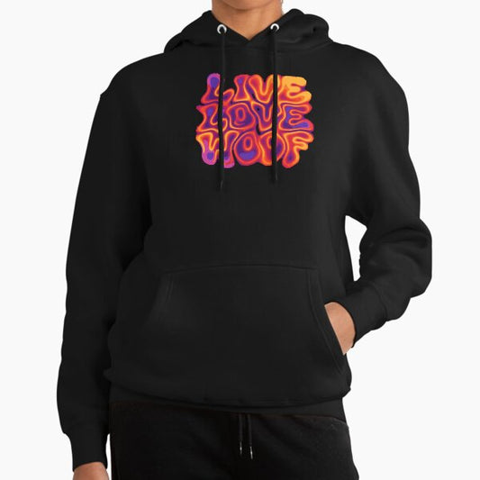 Live Love Woof Typography Hoodie