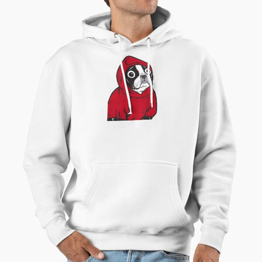 Boston Terrier in a Red Hoodie Hoodie