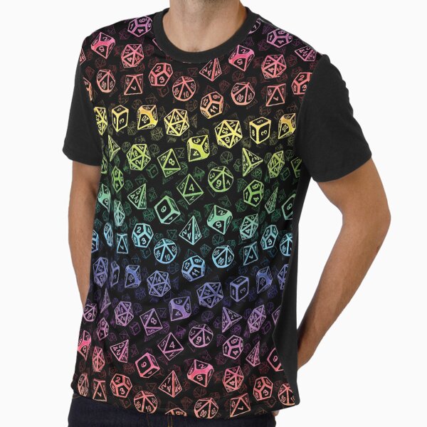 D20 Dice Set Pattern (Rainbow) Graphic T-Shirt