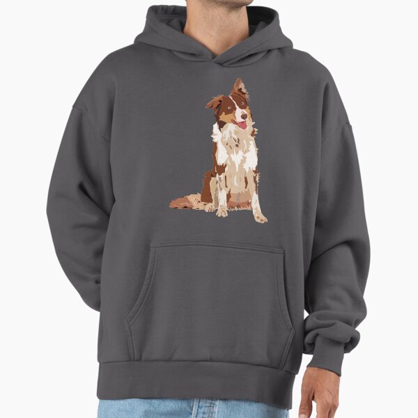 Brown Border Collie Happy Dog Hoodie