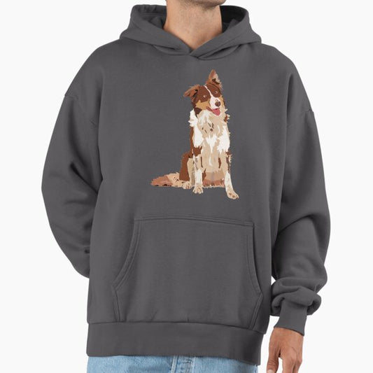 Brown Border Collie Happy Dog Hoodie