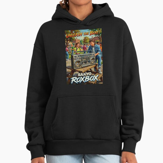 Turn It Up: An 80s Boombox Tribute Hoodie