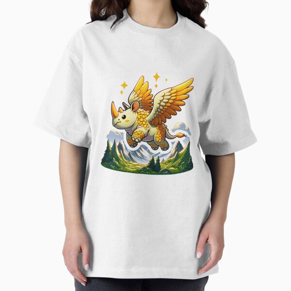 Cute and kawaii fantastic - Rhino flying in the sky T-Shirt