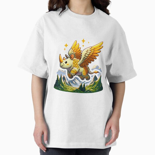 Cute and kawaii fantastic - Rhino flying in the sky T-Shirt