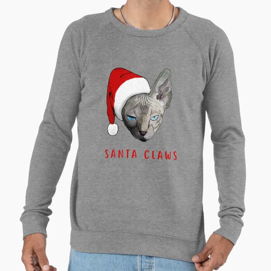 Santa cat Lightweight Sweatshirt