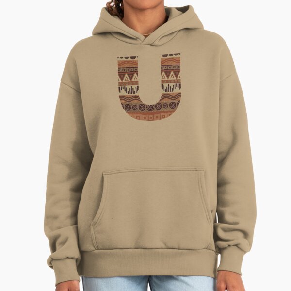 Letter U Leather Look Pattern Tribal Ethnic Monogram Initial Hoodie