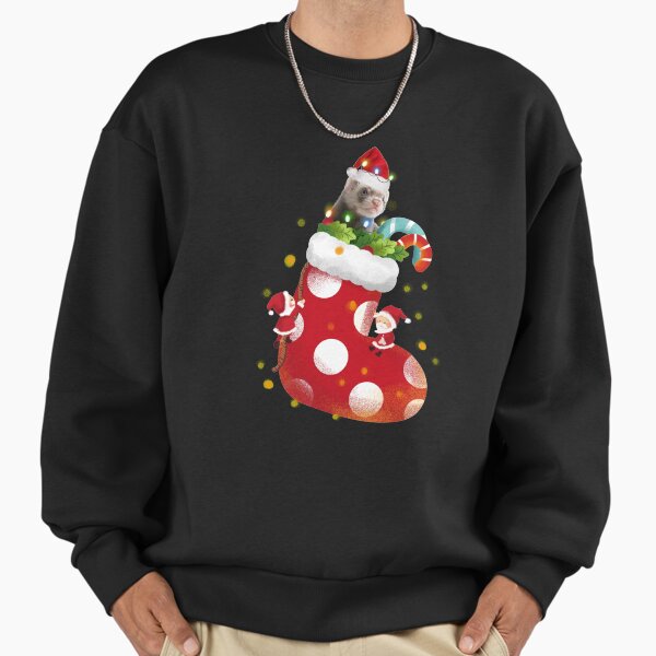 Ferret With Hat Christmas Socking Sweatshirt