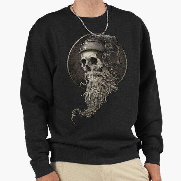 Viking Vintage Skull Beard with Headphone Sweatshirt