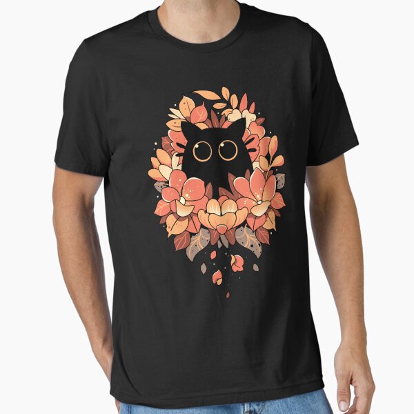 Feline Spy - Cute Floral Black Cat T-Shirt