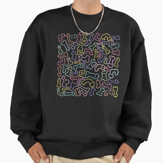 PASTEL PENIS PATTERN MASK BLACK Sweatshirt