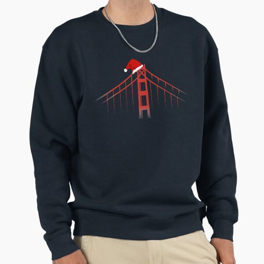 Minimalist Golden Gate Bridge Christmas Gift San Francisco Holiday Art Sweatshirt