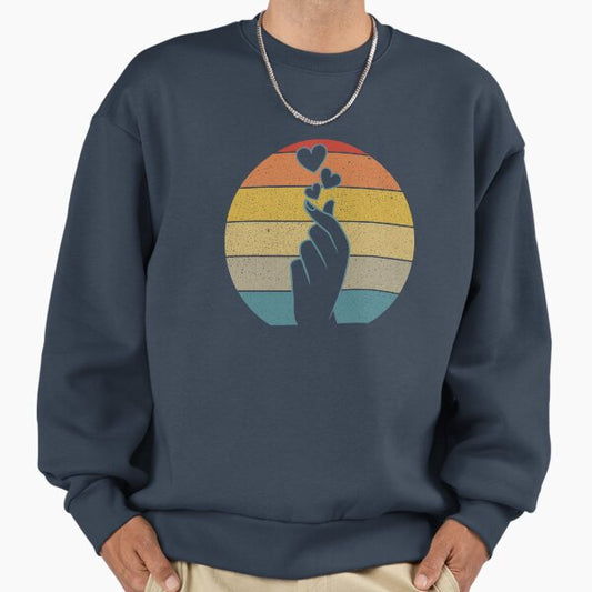 K-Pop KDrama Retro Finger Heart Korean K Pop Finger Heart Gear Sweatshirt