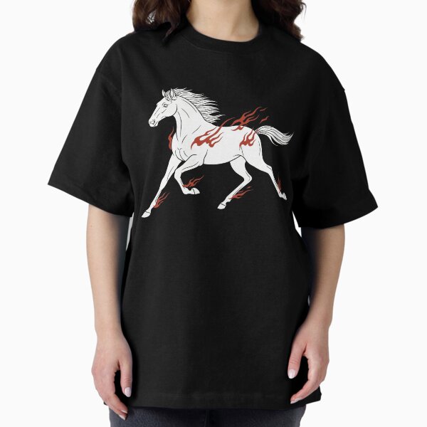 Galloping White Fire Horse Mythical Beast T-Shirt