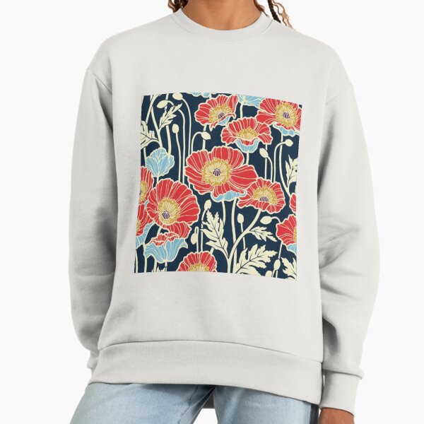Red Orange Navy Floral Sweatshirt