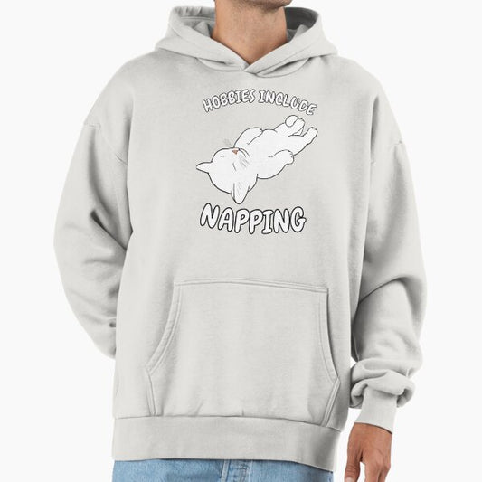 Hobbies Include Napping | Sleeping White Cat Hoodie