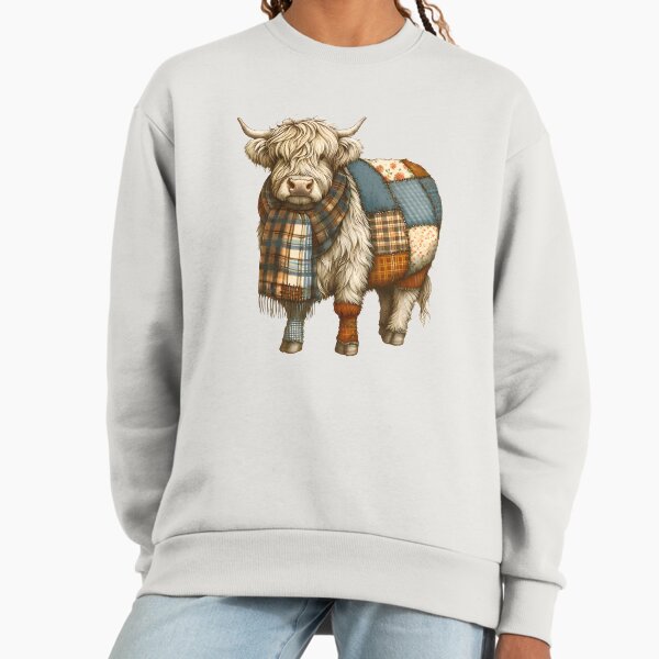 Autumn Patchwork Highland Cow Sweatshirt