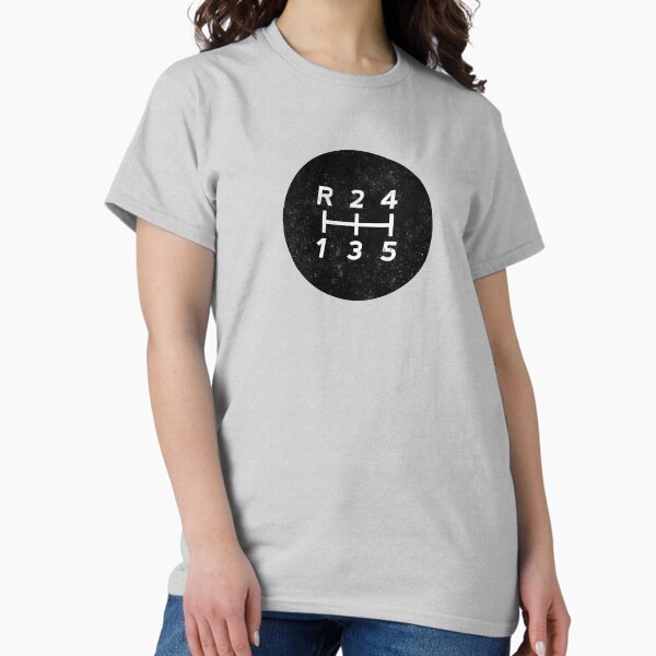 Black 5-Speed Manual Transmission Shift Pattern (dog leg) - Grungy T-Shirt