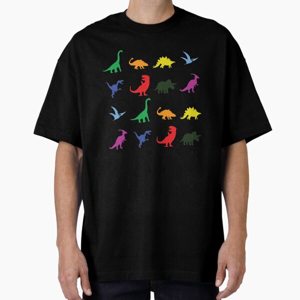 Fun Dinosaur Pattern (Black Background) T-Shirt