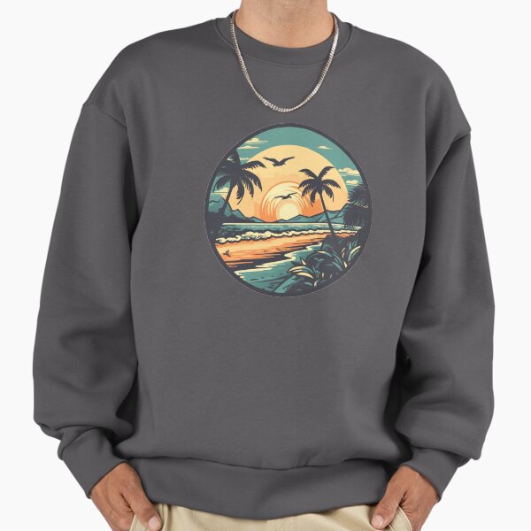 Beach Paradise Summer Beach Sea Sunset Beachfront Palm Trees Beach Waves Sand Beach Sweatshirt