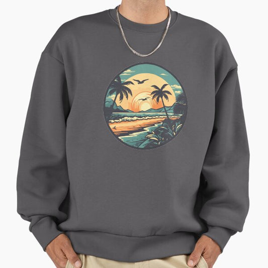 Beach Paradise Summer Beach Sea Sunset Beachfront Palm Trees Beach Waves Sand Beach Sweatshirt