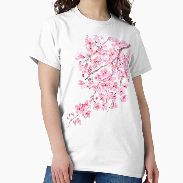 Hand painted hand painted pink cherry blossom watercolor 2020 T-Shirt