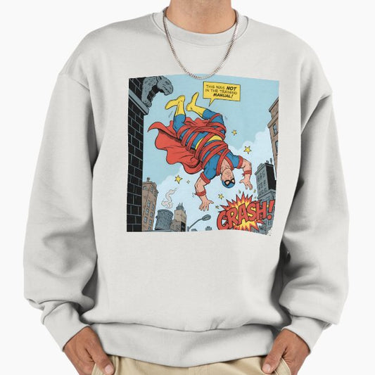 Clumsy Superhero Training Fail Comic Sweatshirt