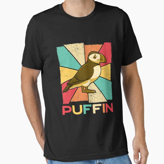 Vintage Retro Style Silhouette Puffin Bird - Puffin Lover T-Shirt